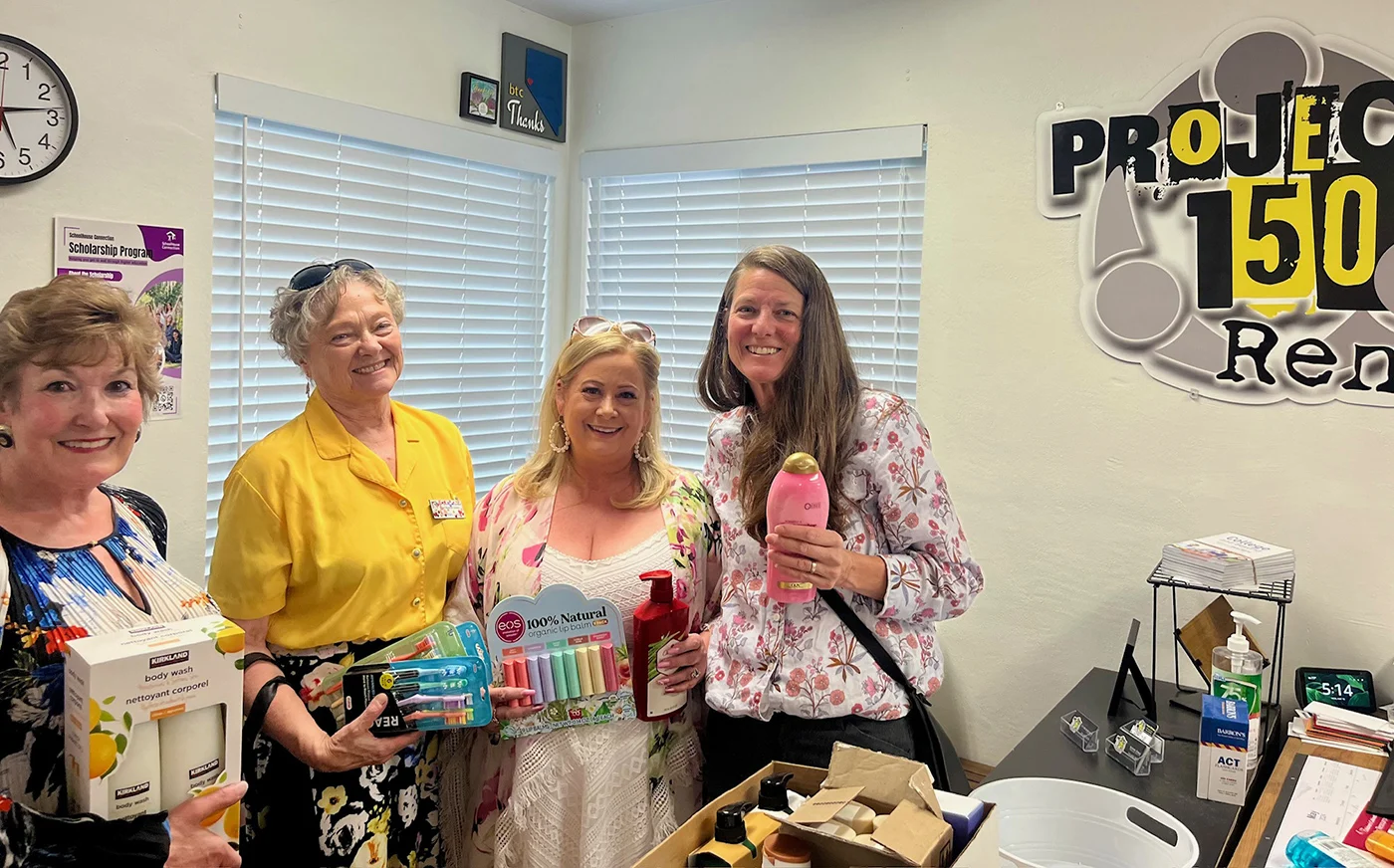 Women collecting hygiene products for Project 150